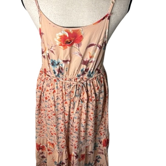 AS U WISH‎ peach BoHo maxi dress floral size small - Picture 3 of 8
